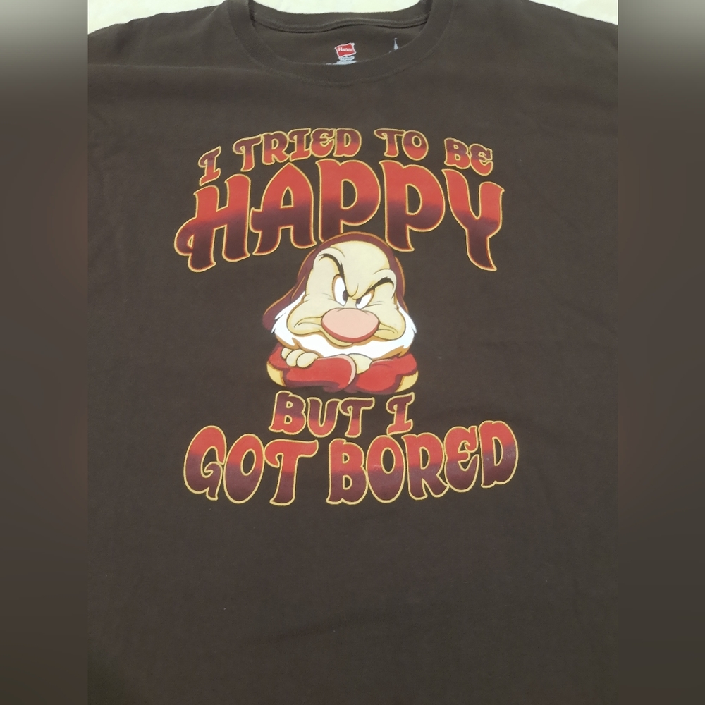 Disney Parks Grumpy I Tried To Be Happy Graphic Brown Short Sleeve T-Shirt XL